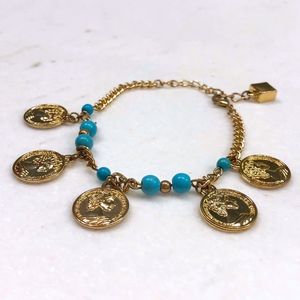 Gold and Blue Coin Bracelet